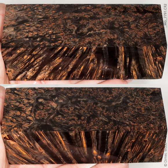 Stabilized wood alder burl block