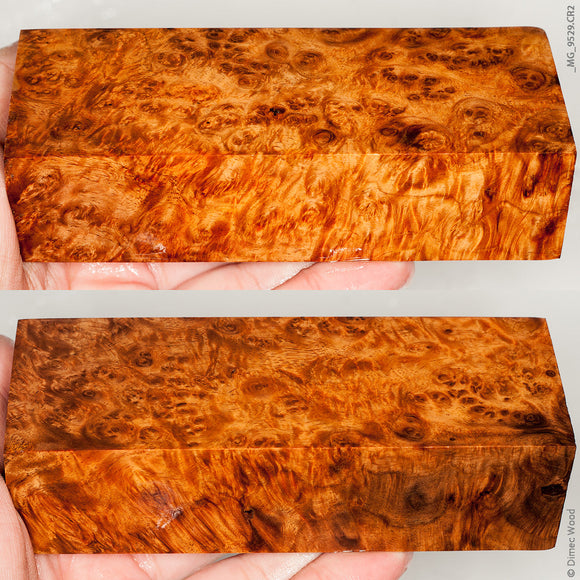 Stabilized wood golden amboyna burl block