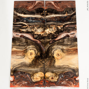 Stabilized hybrid wood buckeye burl panels