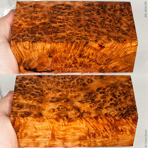 Stabilized wood golden amboyna burl block