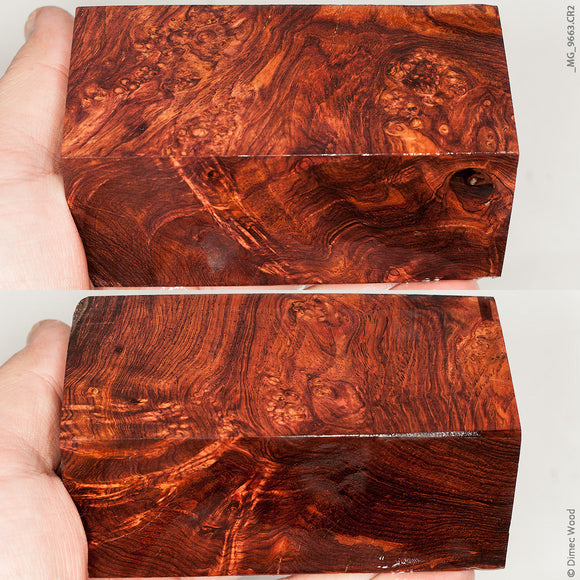 Natural wood honduran rosewood burl block