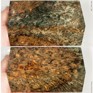 Stabilized wood golden amboyna burl block